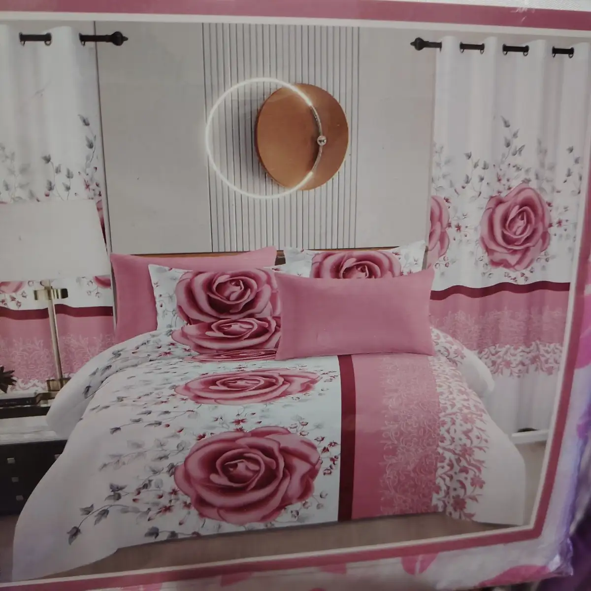 Parure de lit 8 pièces avec rideaux