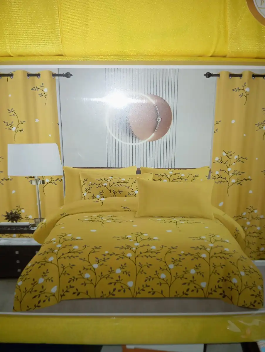 Parure de lit 8 pièces avec rideaux
