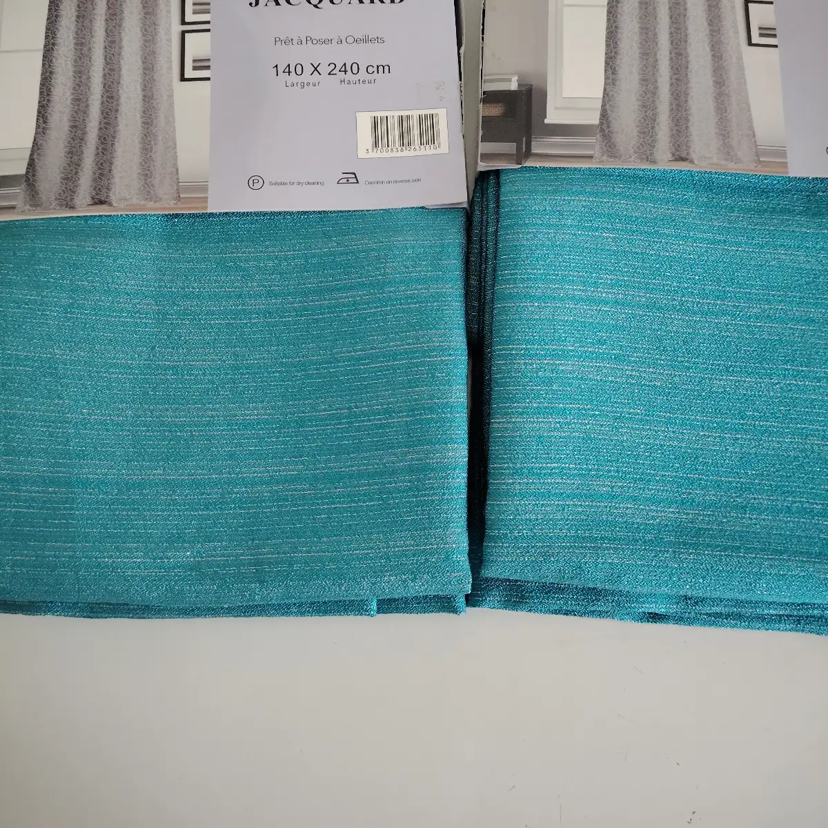Rideaux Jacquard turquoise